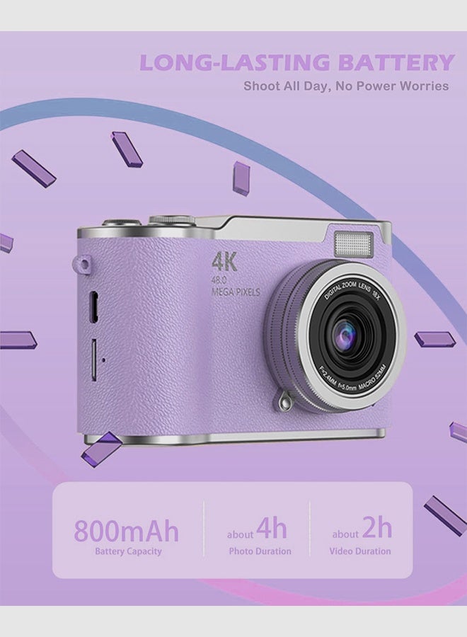 IqwiCam Digital Camera with 128G SD Card 4K CCD Digital Zoom Student Cameras 48MP Portable Selfie God 180 ° Flip Screen For Free Gift - Image 5