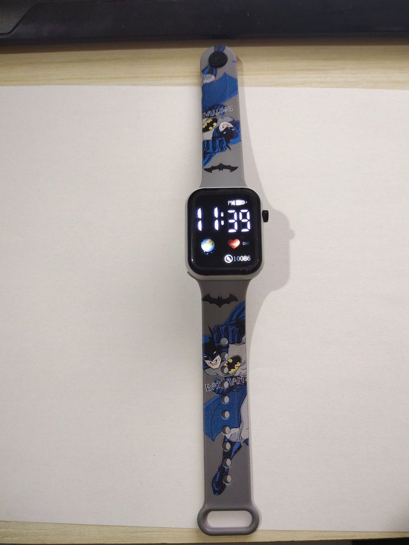 New Cartoon Earth Print LED Watch for Kids Batman 