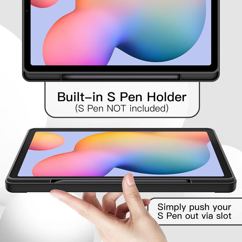 جي تيك جراب لجهاز سامسونج جالاكسي تاب إس 6 لايت 10.4 بوصة 2024/2022/2020 مع حامل قلم S، غطاء رفيع للجهاز اللوحي مع ظهر ناعم من مادة TPU، خاصية الإيقاظ/السكون التلقائي، لون أسود - Image 5
