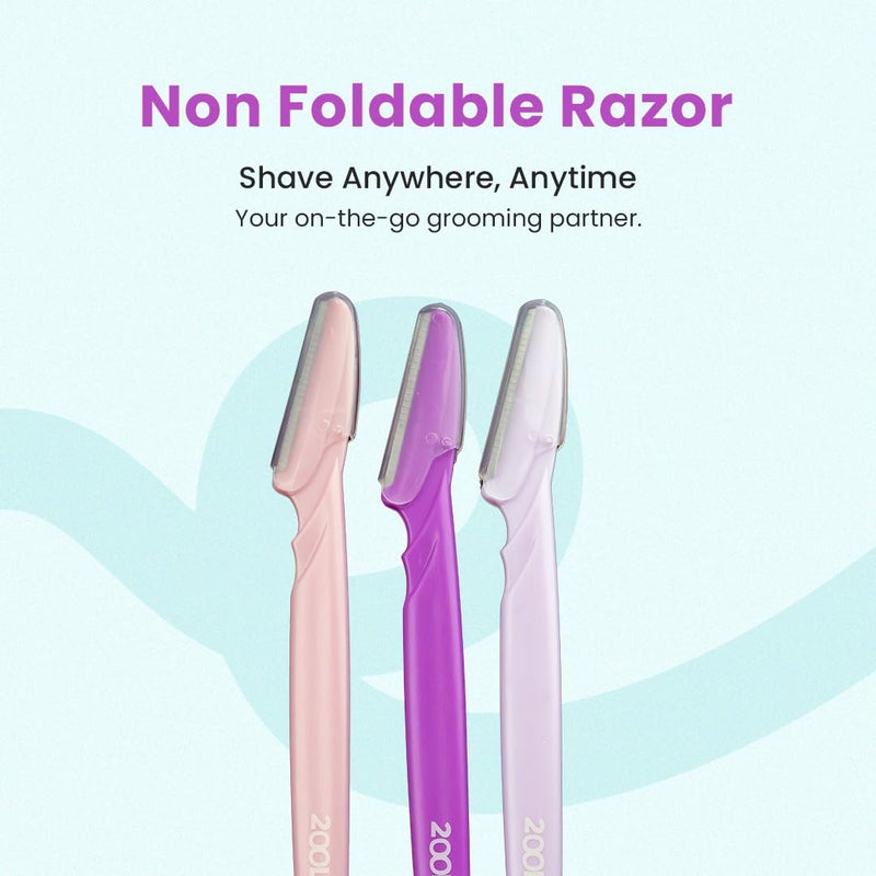 2ools Reusable Face Razor for Women Facial Hair- 3 Razors | Instant & Painless Hair Removal | For Eyebrows, Upper Lip, Forehead, Peach Fuzz, Chin and Sideburns | Dermaplaning Tool (TSOF8402) - Image 5