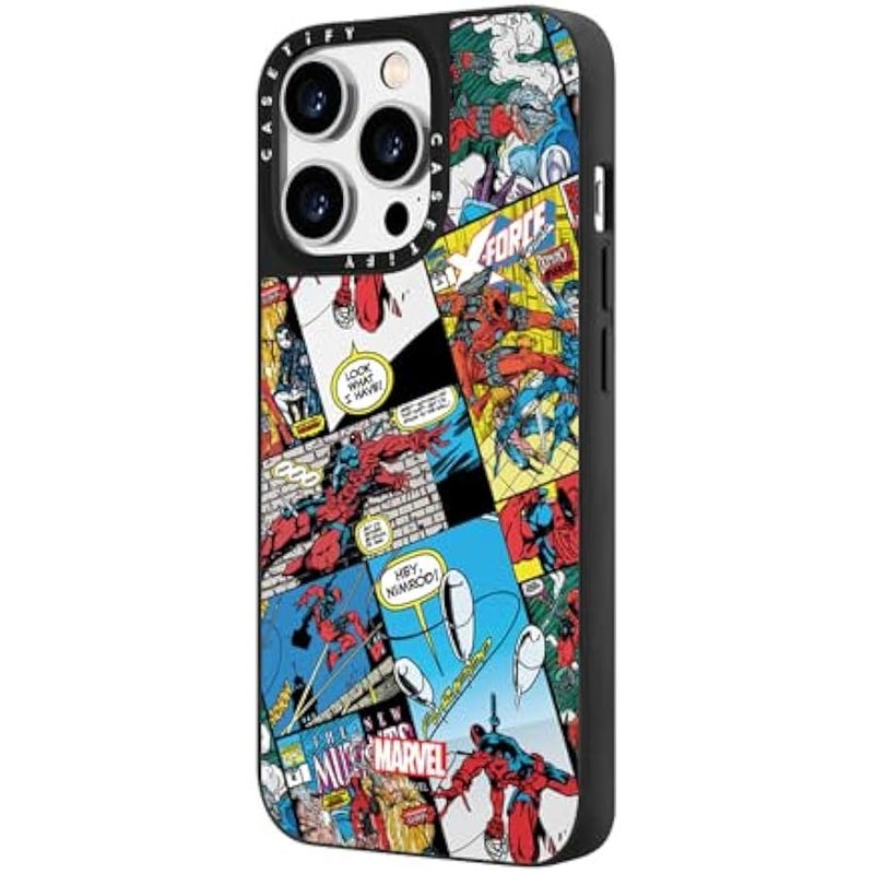 Casetify Mirror iPhone 14 Pro Max Case 【Deadpool & Wolverine Co-Lab / 4.9ft Drop Protection/Magsafe】 - Comic Collage case - Silver on Black - Image 5