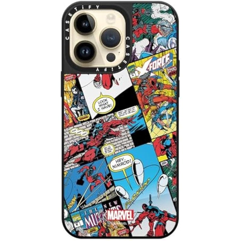 Casetify Mirror iPhone 14 Pro Max Case 【Deadpool & Wolverine Co-Lab / 4.9ft Drop Protection/Magsafe】 - Comic Collage case - Silver on Black - Image 4