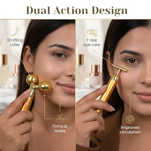 Concepta Face Massager Machine For Facial – T-Shaped and V-Shape Roller for Forehead, Cheek, Neck, Clavicle and Arms - Waterproof Face Massage Tool for Glowing Skin - Image 5