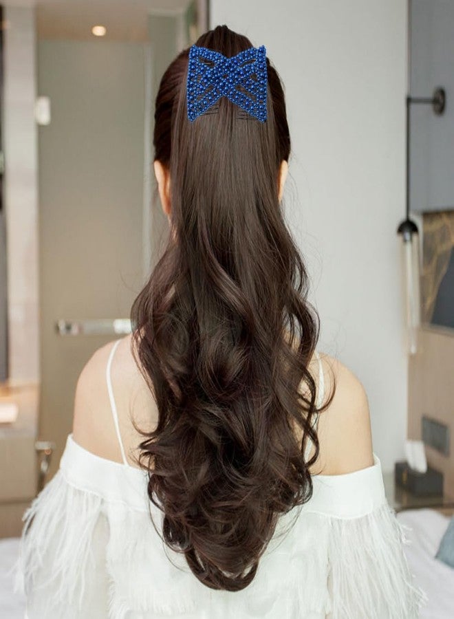 Lovef Easy Comb Easy Magic Hair Comb Stretchy Beaded Hair Comb in Assorted Color Beads with Pearl for Women (Blue) - Image 4