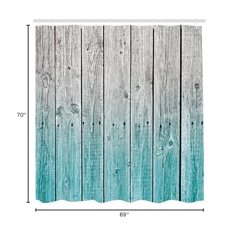 Ambesonne Ambesonne Rustic Shower Curtain  Powder Room Decorations Wood Panels Background with Digital Tones Effect Country House Image  Cloth Fabric for Home Bathroom Decor Set with Hooks  69"" W x 70"" L  Grey - Image 5