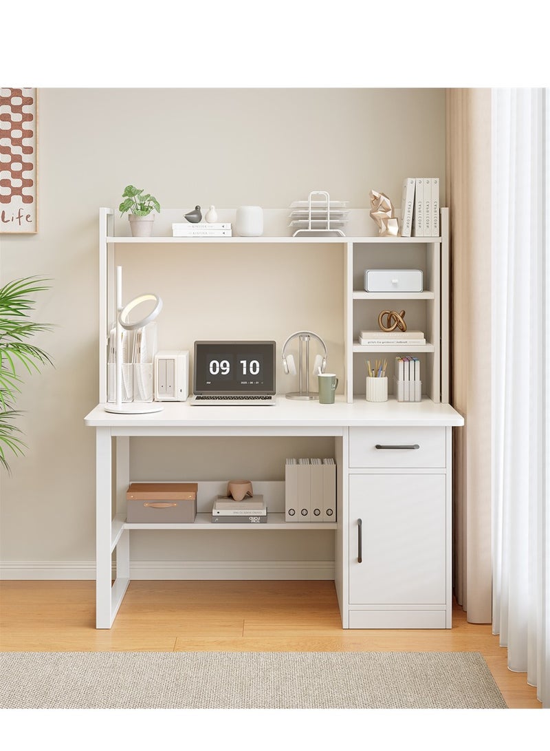 طاولة الكمبيوتر ، مكتب دراسة متعدد الوظائف مع طبقة رف الكتب ، مكتب الكتابة طاولة العمل طاولة الألعاب مكتب الزاوية مع رف الكتب لغرفة الأطفال في المكتب المنزلي (أبيض ، YN116) - Image 1