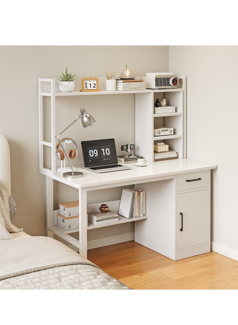 طاولة الكمبيوتر ، مكتب دراسة متعدد الوظائف مع طبقة رف الكتب ، مكتب الكتابة طاولة العمل طاولة الألعاب مكتب الزاوية مع رف الكتب لغرفة الأطفال في المكتب المنزلي (أبيض ، YN116) - Image 2
