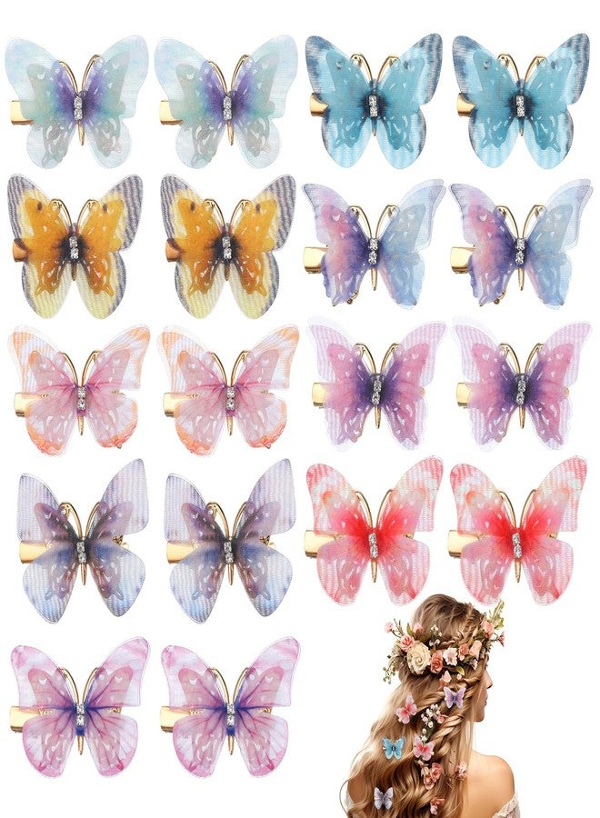 SHENLIU 18Pcs Moving Butterfly Hair Clips, Glitter Butterfly Clips for Girl Cute Fairy Hair Accessories for Themed Party Prom Wedding Back to School - Image 1