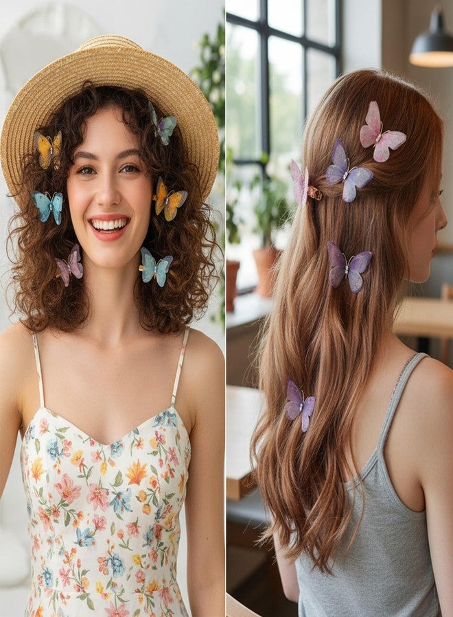 SHENLIU 18Pcs Moving Butterfly Hair Clips, Glitter Butterfly Clips for Girl Cute Fairy Hair Accessories for Themed Party Prom Wedding Back to School - Image 3
