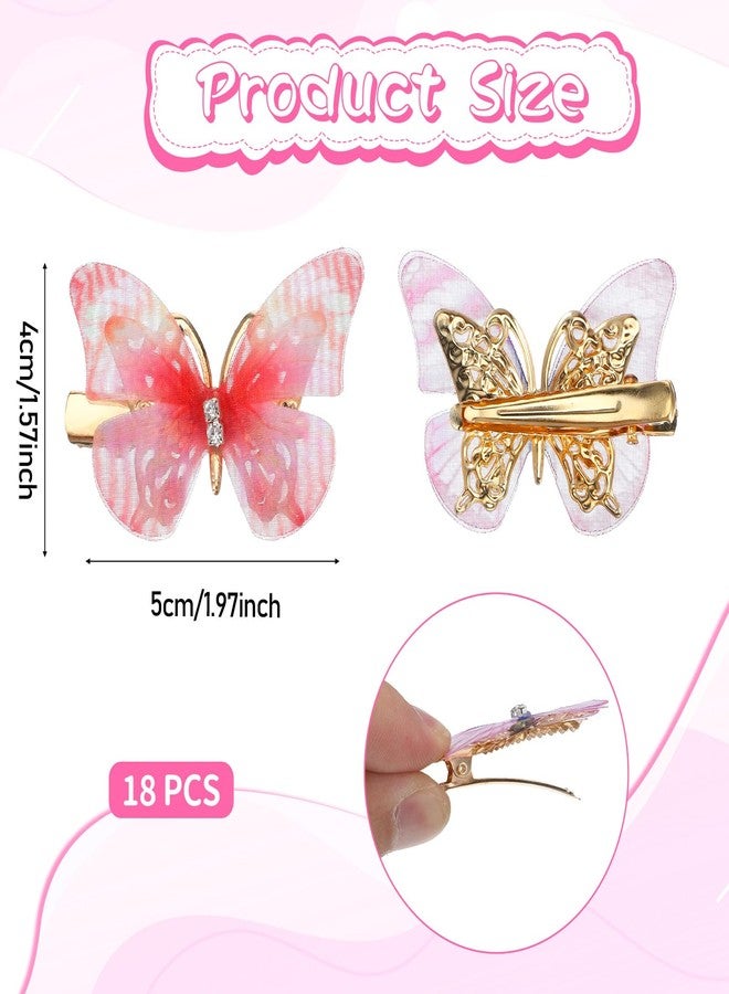 SHENLIU 18Pcs Moving Butterfly Hair Clips, Glitter Butterfly Clips for Girl Cute Fairy Hair Accessories for Themed Party Prom Wedding Back to School - Image 2