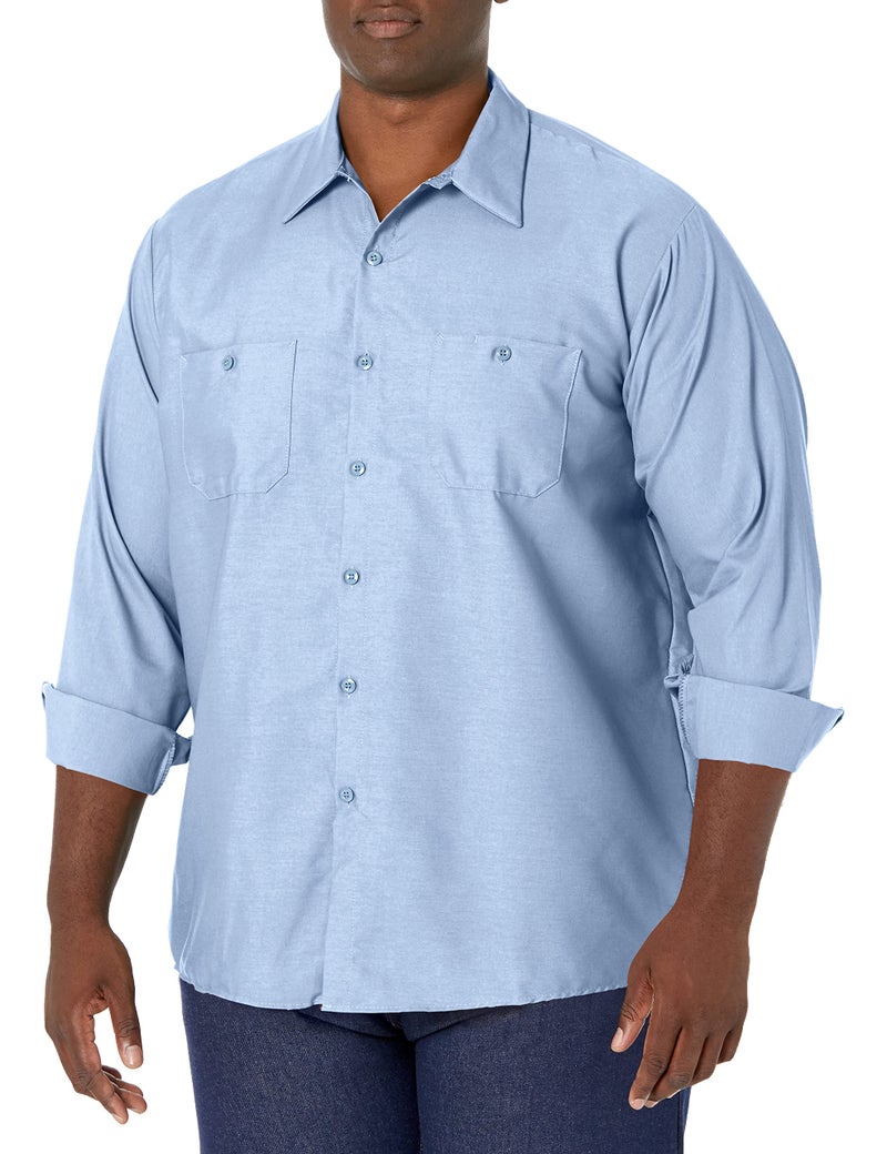 Red Kap Men's Industrial Work Shirt, Regular Fit, Long Sleeve, Light Blue, X-Large - Image 1