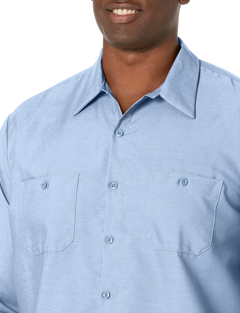 Red Kap Men's Industrial Work Shirt, Regular Fit, Long Sleeve, Light Blue, X-Large - Image 3