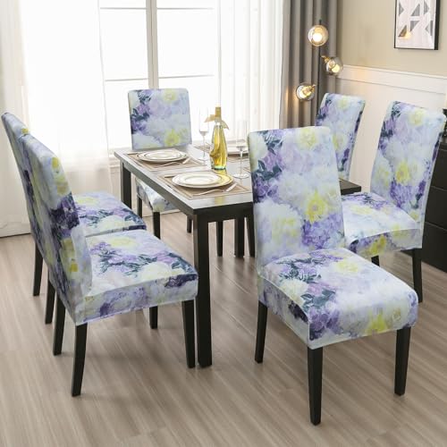 Keyroal Dining Room Chair Covers Set of 6, Stretch Pattern Parsons Chair Slipcovers Spandex Removable Washable Kitchen Chair Protector Cover for Dining Room, Hotel, Ceremony - Image 2