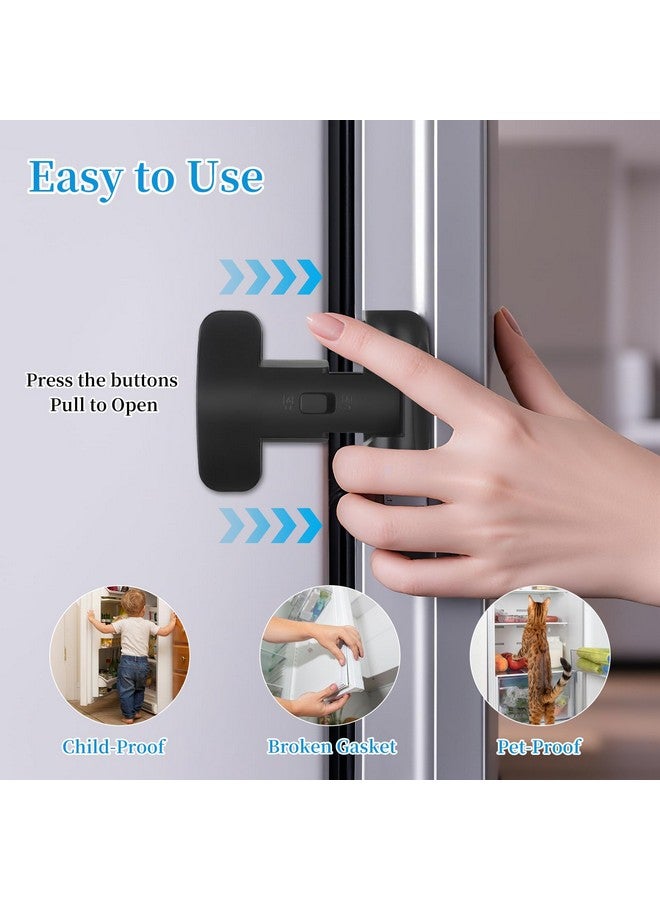 YCT Baby Proof Fridge Lock, Refrigerator Fridge Freezer Door Latch to Keep Closed, Automatically Lock While Closing The Door, Easy to Install (Grey 1PCS) - Image 2