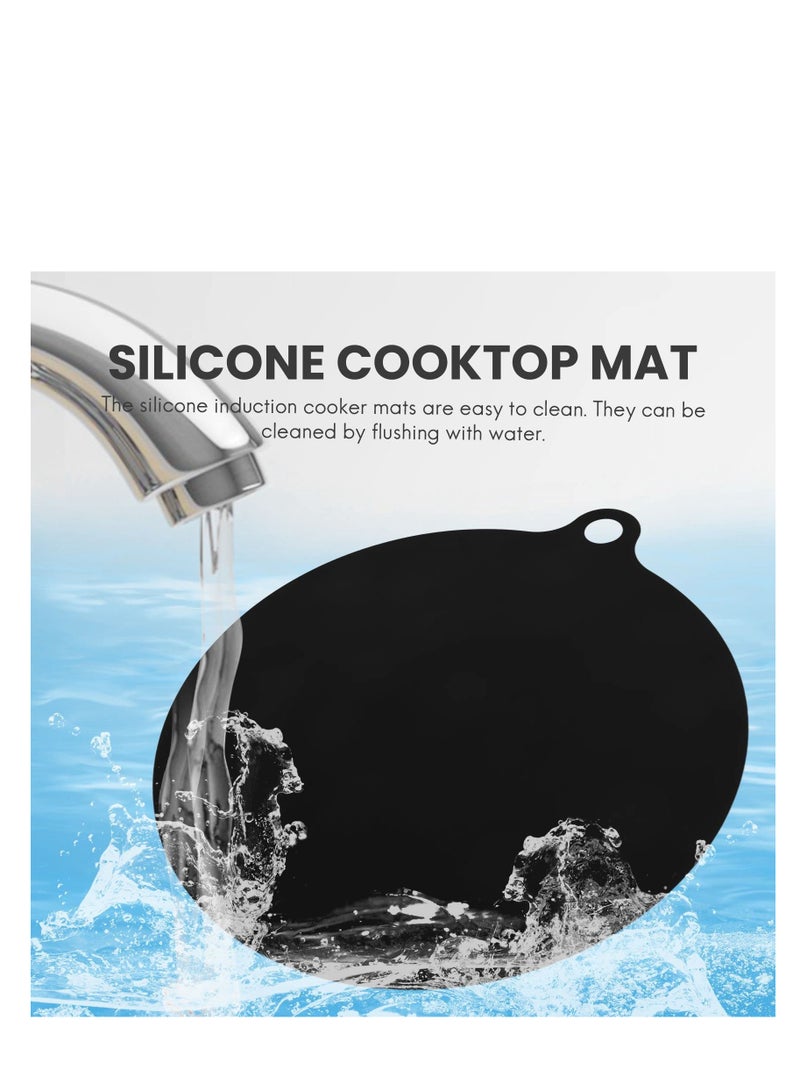 Induction Hob Protector Mat Set, Anti-Slip Silicone Cooktop Scratch Guard, Heat-Resistant Cover for Induction and Glass Stoves, Black (4 Pack) - Image 4