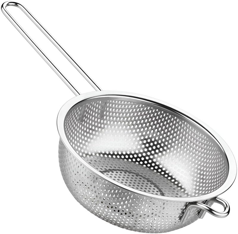 Kruvad Kruvad Long Handle Bowl Colander Beans Grains Washing Filter Basket Metal Fine Mesh Strainer Sieve Deep Fry Basket Kitchen Wire Skimmer for Frying Food MicroPerforated Colander  - Image 1