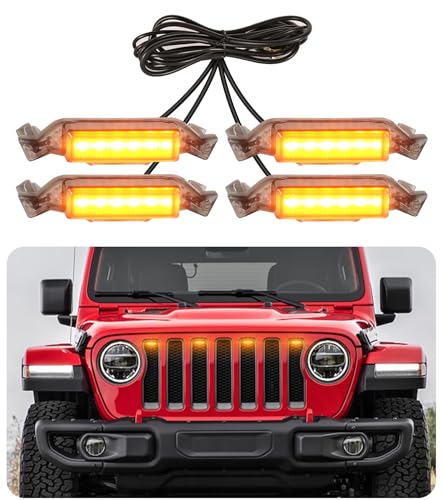 Grill Lights for Jeep Wrangler JL JLU Front Bumper Grille LED Running Marker Lamp Accessories Amber 20182023