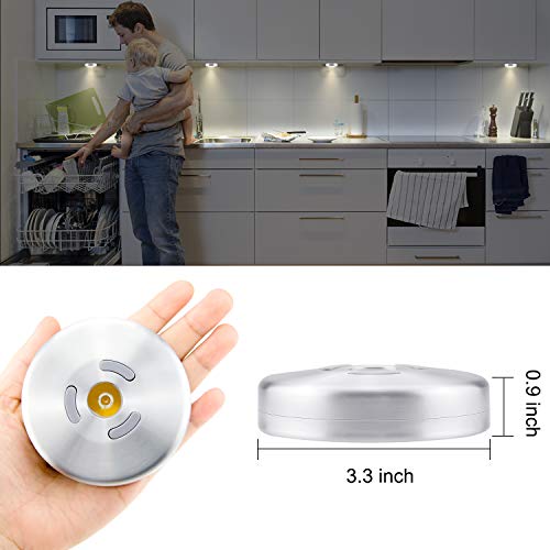 HONWELL Wireless Spotlight Indoor, Magnetic Push Lights, Stick on Puck Light, ALUMINIUM Mini Accent Lights Battery Operated, 100LM, 2 Brightness Level LED Closet Light for Cabinet,Art,Kitchen(3.3Inch) - Image 5