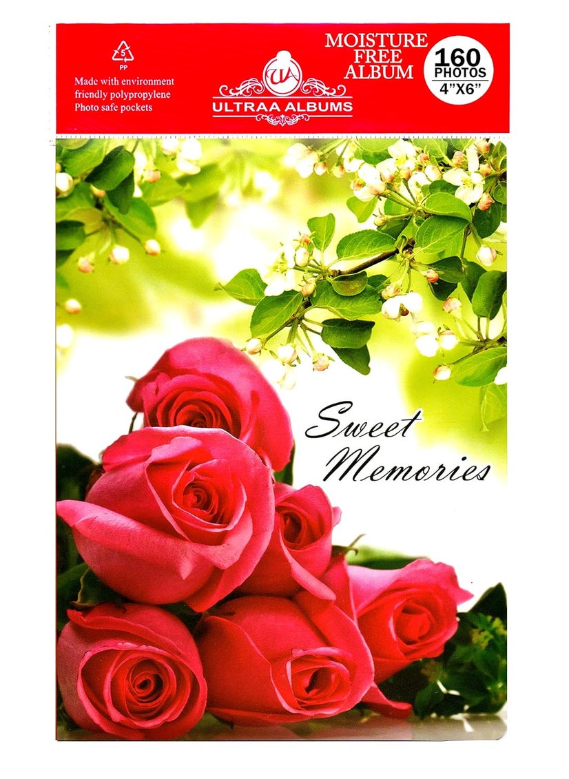 Generic ULTRAA ALBUMS Moisture free with160 PHOTOS Album Photo Size Supported 4X6 Multicolor Flower  - Image 1