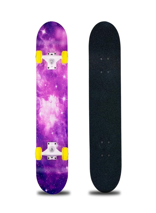 CLYCTIP Skateboard, 31 x 8 Inch Complete Skateboard, 8-Ply Maple Wood, ABEC-11 Bearings and 95A Wheels, Standard Skateboards for Children, Teenagers, Adults, Beginners (Sky-ZS) - Image 1