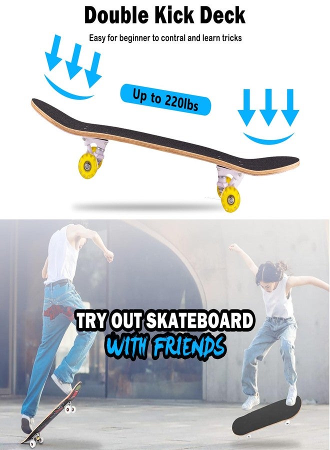 CLYCTIP Skateboard, 31 x 8 Inch Complete Skateboard, 8-Ply Maple Wood, ABEC-11 Bearings and 95A Wheels, Standard Skateboards for Children, Teenagers, Adults, Beginners (Sky-ZS) - Image 3