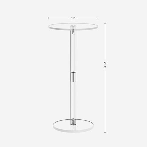HMYHUM Acrylic Drink Table for Small Spaces, 10" L x 10" W x 21.3" H, Drink Side/End Table for Living Room, Round, Easy Assembly, Clear - Image 3