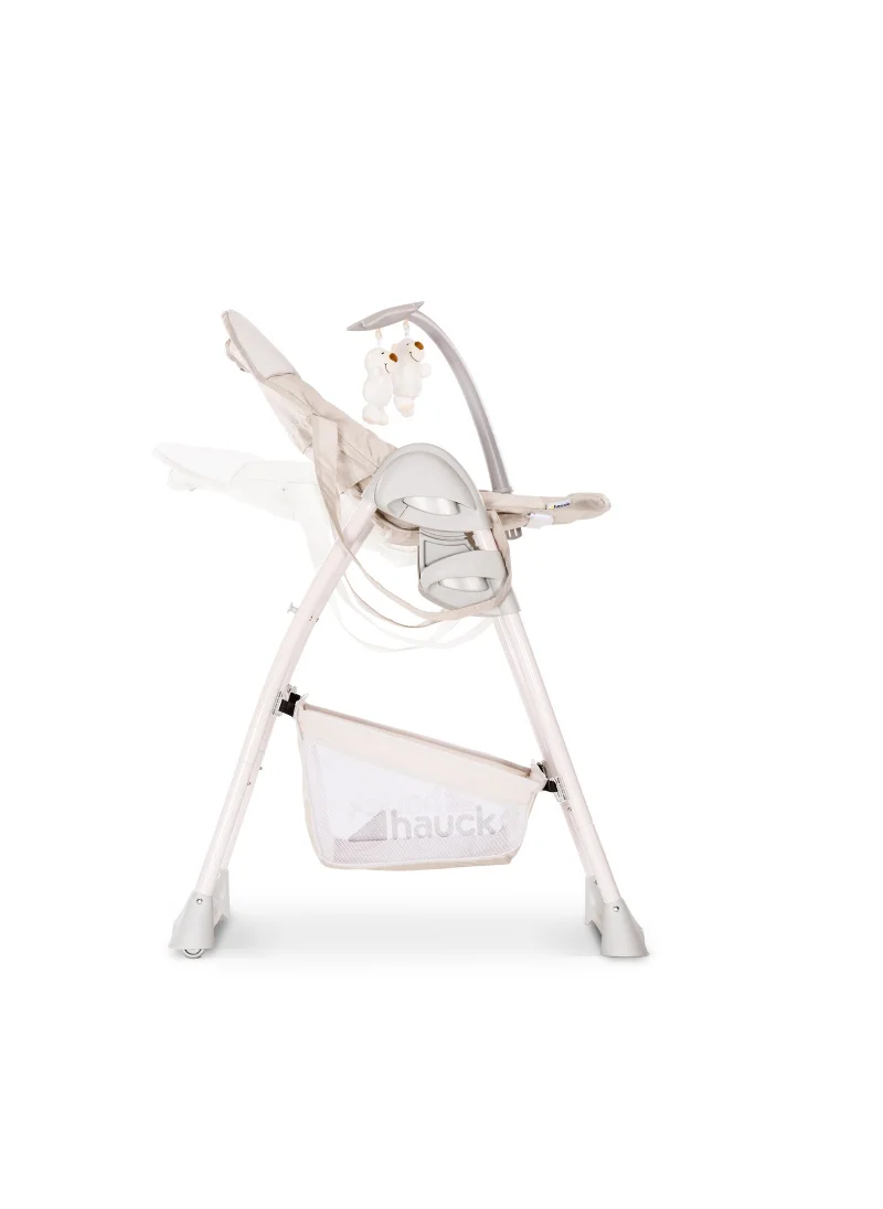 هوك Grow - Along Highchair Sit N Relax, New - Born Attachment From Birth To 9 Kg , Toddler Seat Up To 15 Kg, Height - Adjustable, Foldable, Wheels, Play Arch, Tray, Basket - Beige