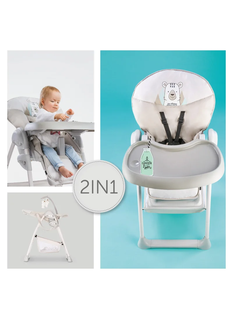 هوك Grow - Along Highchair Sit N Relax, New - Born Attachment From Birth To 9 Kg , Toddler Seat Up To 15 Kg, Height - Adjustable, Foldable, Wheels, Play Arch, Tray, Basket - Beige