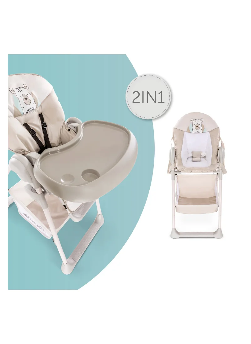 هوك Grow - Along Highchair Sit N Relax, New - Born Attachment From Birth To 9 Kg , Toddler Seat Up To 15 Kg, Height - Adjustable, Foldable, Wheels, Play Arch, Tray, Basket - Beige
