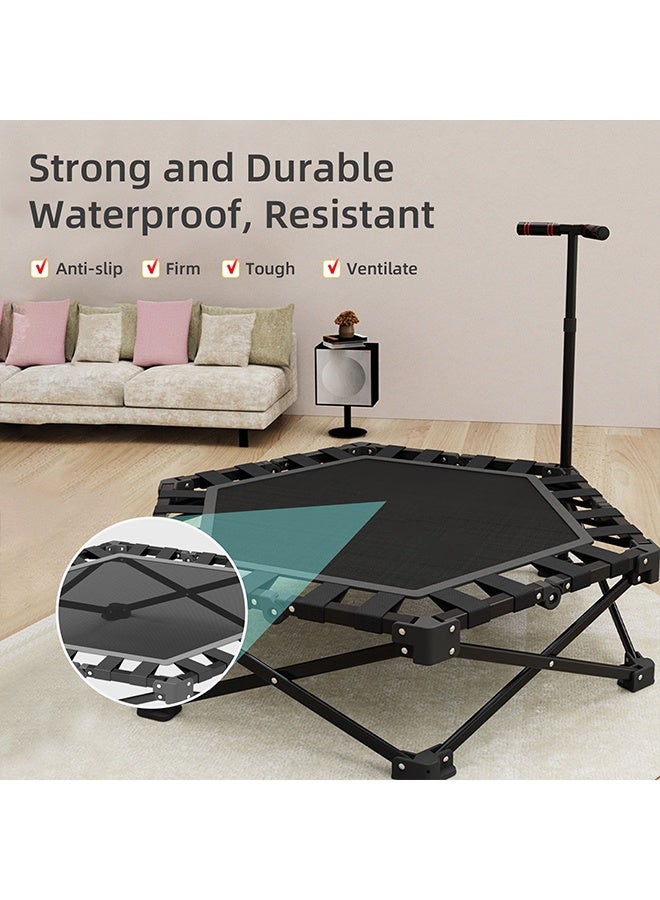 بيوينتي ممارسة Rebounder الترامبولين القابلة للطي مع مقبض قابل للطي اللياقة البدنية الترامبولين , 3 مقبض رغوة قابلة للتعديل بالارتفاع , تركيب الترامبولين الحر , مستقر وهادئ ممارسة Rebounder للأطفال الكبار في الأماكن الداخلية / الحديقة التمرين , أقصى حمولة 150KG - Image 5