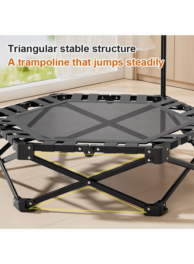 بيوينتي ممارسة Rebounder الترامبولين القابلة للطي مع مقبض قابل للطي اللياقة البدنية الترامبولين , 3 مقبض رغوة قابلة للتعديل بالارتفاع , تركيب الترامبولين الحر , مستقر وهادئ ممارسة Rebounder للأطفال الكبار في الأماكن الداخلية / الحديقة التمرين , أقصى حمولة 150KG - Image 4