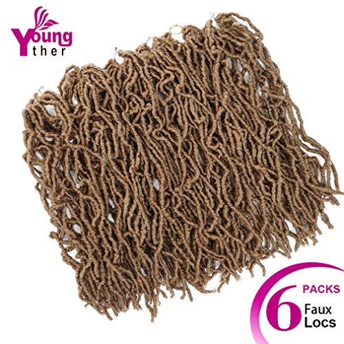 Youngther 18 inch New Faux Locs Crochet Hair Curly Wavy 6 Packs Crochet Faux Locs Hair Synthetic Crochet Hair for Black Women (18inch 6packs-#27) - Image 3