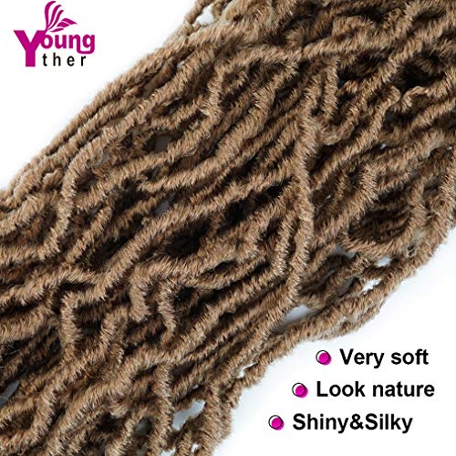 Youngther 18 inch New Faux Locs Crochet Hair Curly Wavy 6 Packs Crochet Faux Locs Hair Synthetic Crochet Hair for Black Women (18inch 6packs-#27) - Image 5