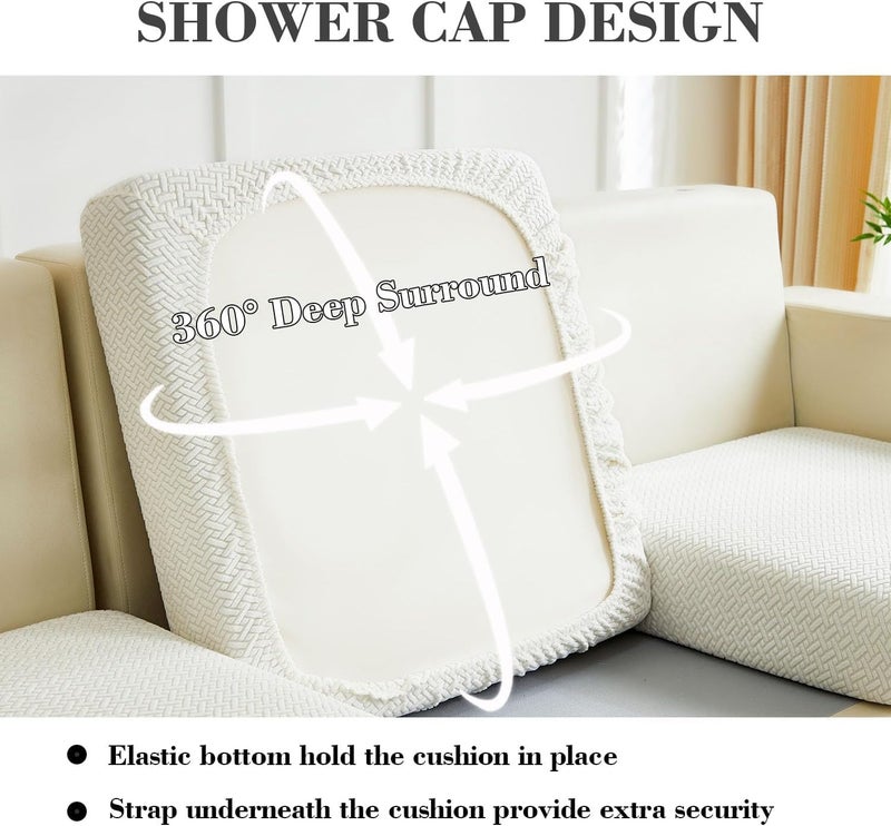 Disayu Sofa Covers Couch Covers for Sofa Pet Friendly Couch Cushion Covers Universal Sofa Covers Washable Stretch Slipcovers for Sectional Sofa (Texture Ivory White,Back Cover M) - Image 4