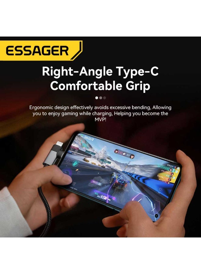 ايساجر كابل Essager 3A USB-C إلى كابل مزدوج (USB-C + Lightning) 65 واط - شحن سريع ومزامنة بيانات - نايلون مضفر 2 متر - Image 5