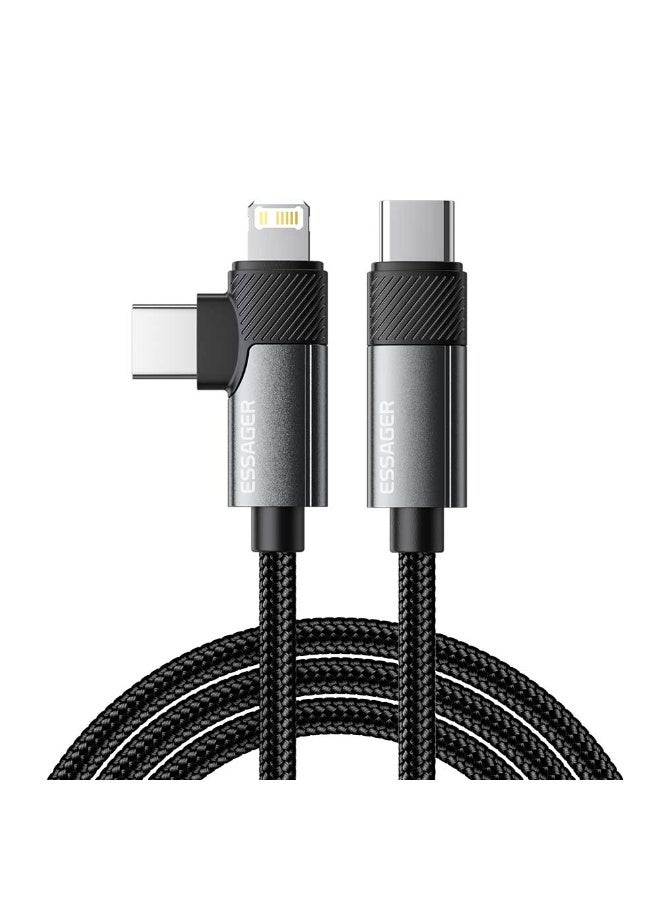 ايساجر كابل Essager 3A USB-C إلى كابل مزدوج (USB-C + Lightning) 65 واط - شحن سريع ومزامنة بيانات - نايلون مضفر 2 متر - Image 3