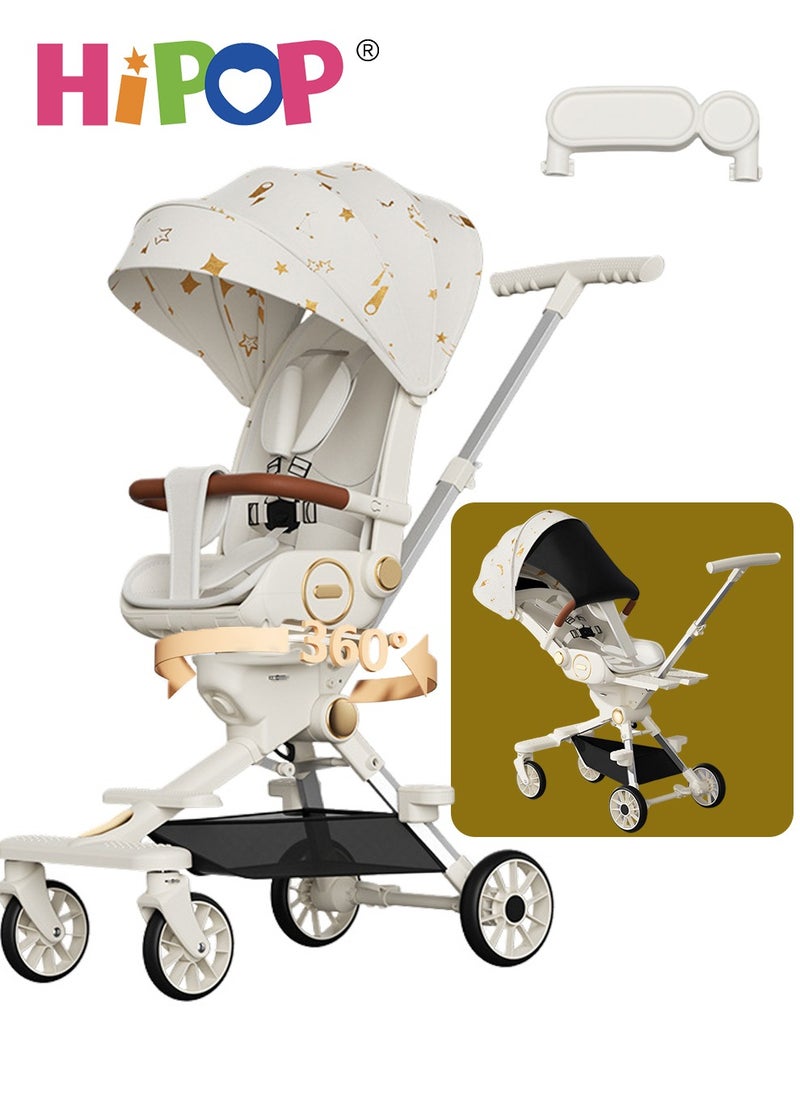 HIPOP 2 In 1 Strollers for Infant and Kids,with Rotating Seat and Food Tray,Sturdy and High Field of View Design,One Step Folding Baby Stroller  - Image 1
