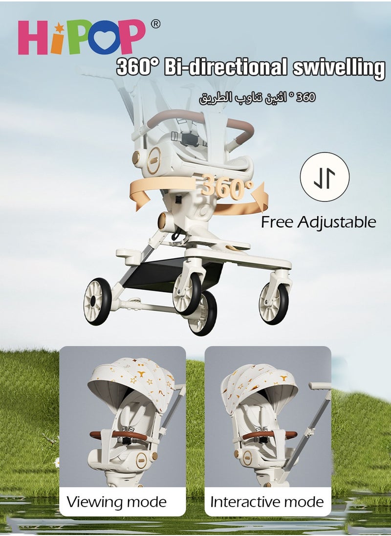 HIPOP 2 In 1 Strollers for Infant and Kids,with Rotating Seat and Food Tray,Sturdy and High Field of View Design,One Step Folding Baby Stroller  - Image 2