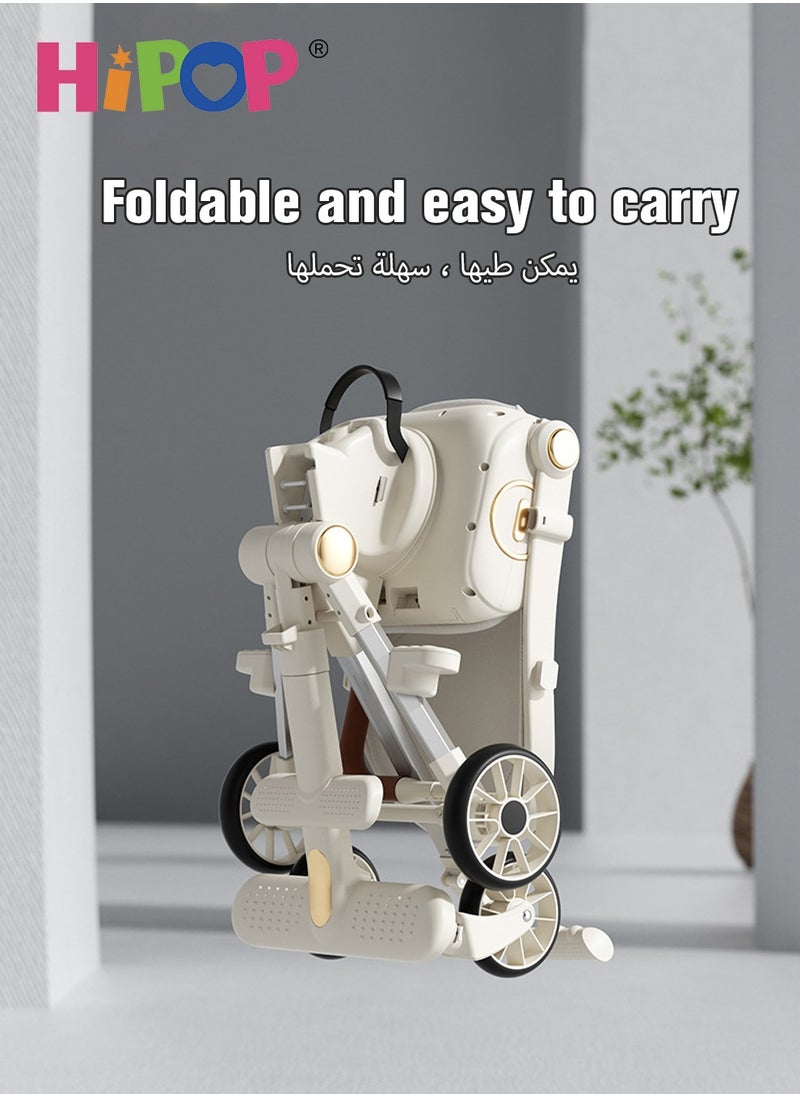HIPOP 2 In 1 Strollers for Infant and Kids,with Rotating Seat and Food Tray,Sturdy and High Field of View Design,One Step Folding Baby Stroller  - Image 5