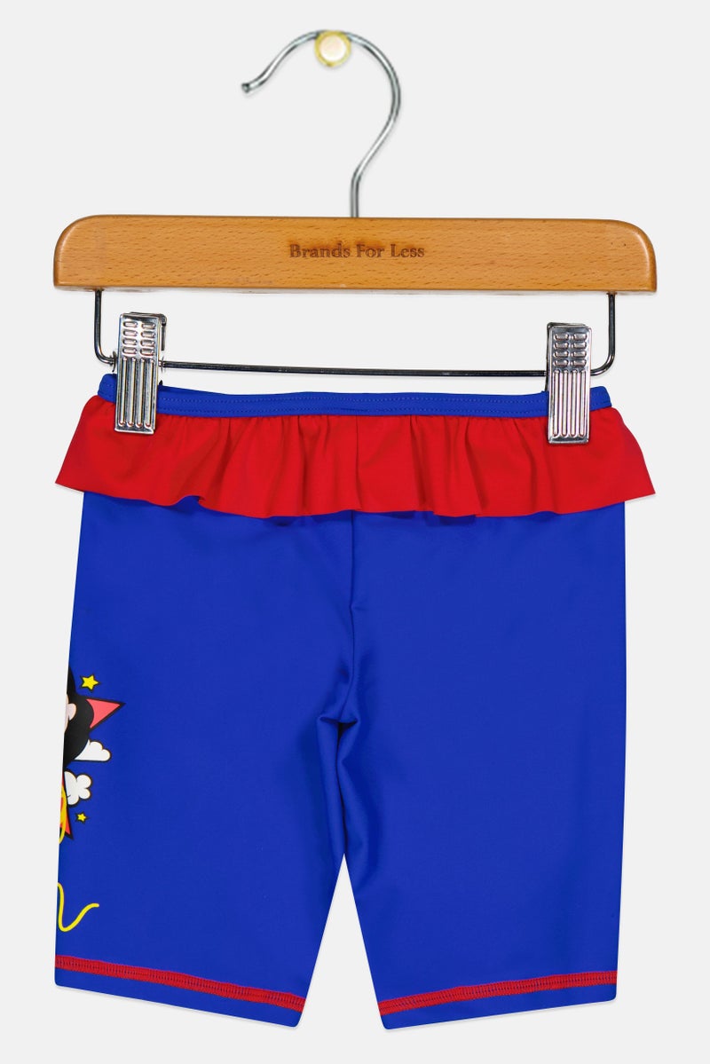 arena شورت سباحة مطبوع للأطفال البنات، أزرق - Image 2