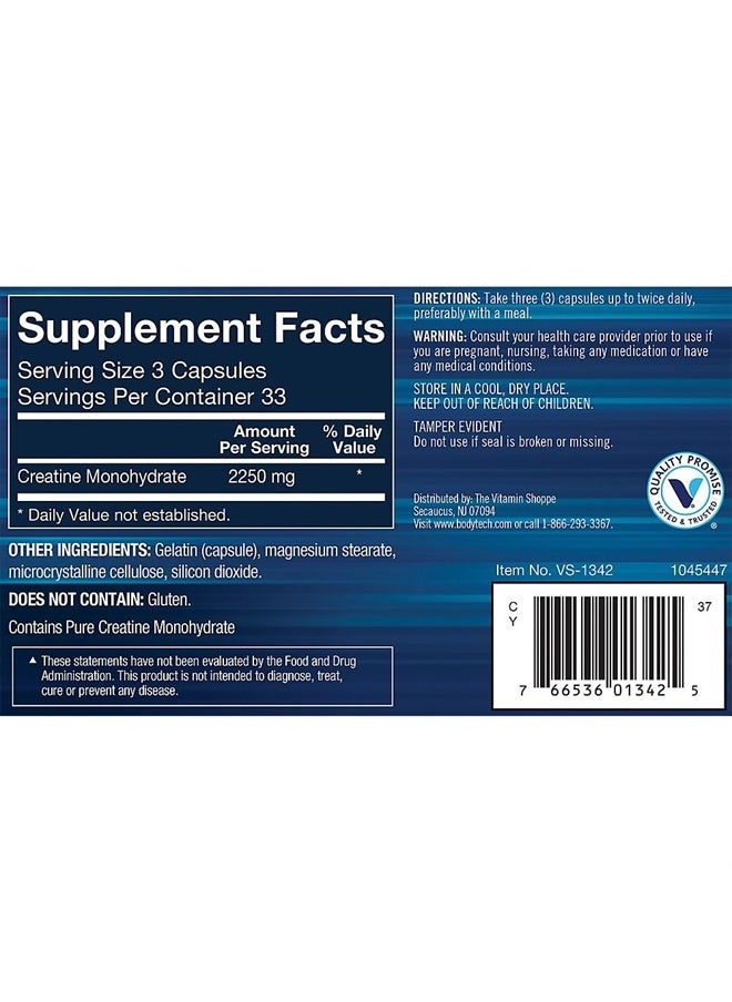 BODYTECH - Creatine Monohydrate (100 Capsules) - Image 1