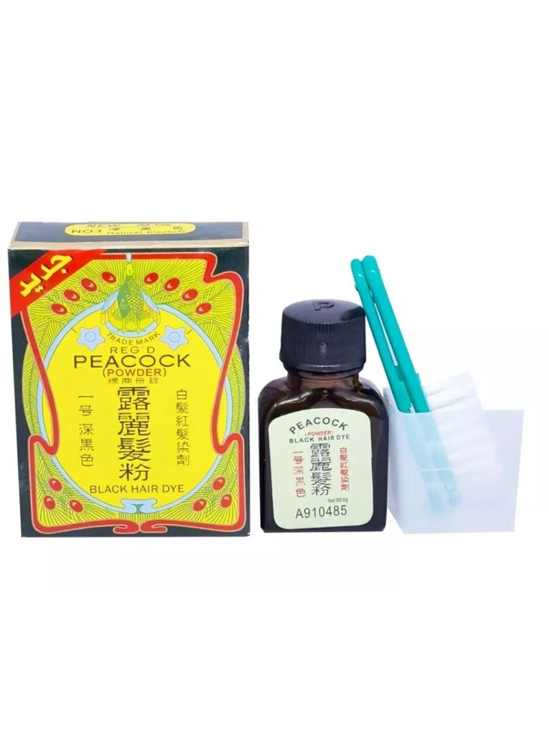 Peacock Black Hair Dye Powder 6g – Natural Hair Coloring & Darkening Powder - Image 2