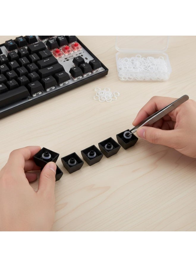 Sumind سوميند 200 قطعة حلقات O مفاتيح لوحة المفاتيح مطاطية شفافة مع صندوق تخزين بلاستيكي لمفاتيح MX والمفاتيح الميكانيكية - Image 2