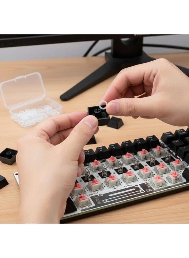 Sumind سوميند 200 قطعة حلقات O مفاتيح لوحة المفاتيح مطاطية شفافة مع صندوق تخزين بلاستيكي لمفاتيح MX والمفاتيح الميكانيكية - Image 3