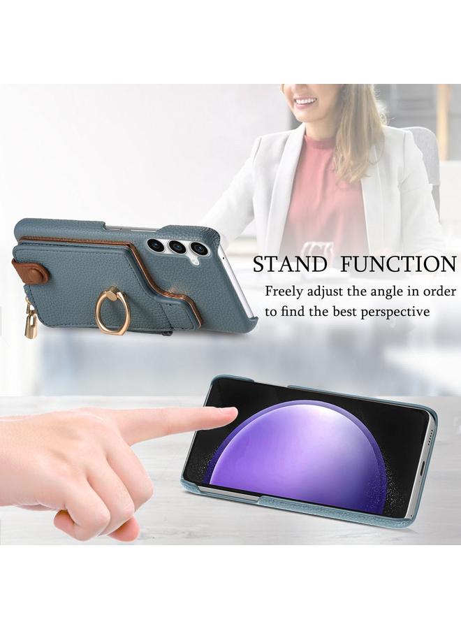 S-TOP Case For Samsung Galaxy S23 FE 5G Litchi Leather Oil Edge Ring Zipper Wallet Back Phone Case - Image 5