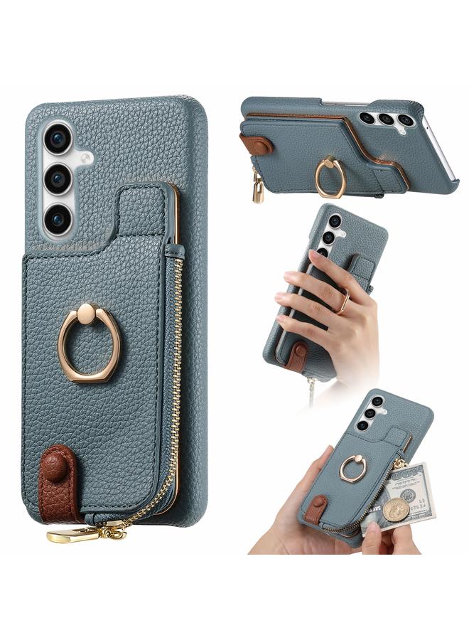 S-TOP Case For Samsung Galaxy S23 FE 5G Litchi Leather Oil Edge Ring Zipper Wallet Back Phone Case - Image 1