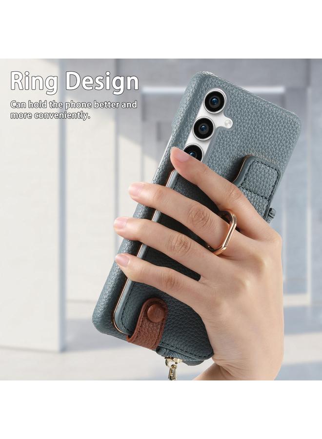 S-TOP Case For Samsung Galaxy S23 FE 5G Litchi Leather Oil Edge Ring Zipper Wallet Back Phone Case - Image 3