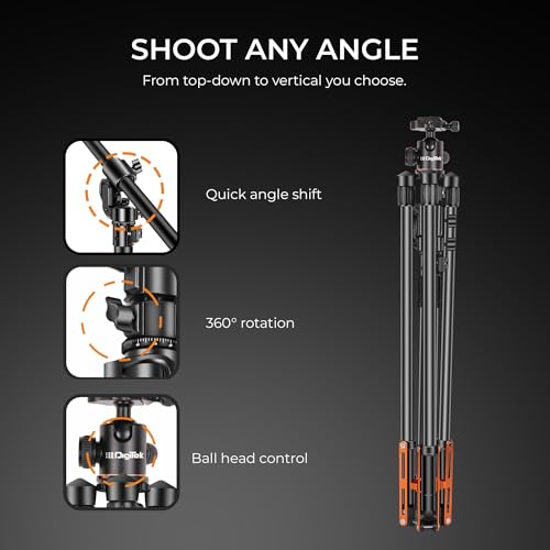 Digitek (DTR 830BH) 8.26ft Aluminum Light Stand Cum Tripod, 5Kg Max Load, 360° Adjustment, Ball Head, 4-Section, Overhead Shooting, 1/4 & 3/8 Screws, Cameras & Video Lights Compatible, for Photography - Image 3