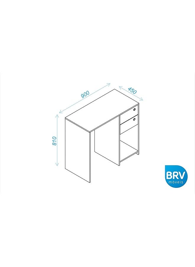 erorex Computer Desk With Two Drawers And One Shelf Brown H 81 Cm X W 90 Cm X D 45 Cm Wood  - Image 3