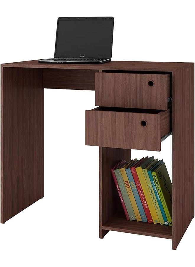 erorex Computer Desk With Two Drawers And One Shelf Brown H 81 Cm X W 90 Cm X D 45 Cm Wood  - Image 4